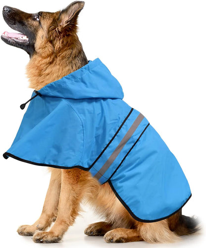 Reflective Dog Rain Coat - Waterproof Adjustable Pet Rain Jacket, Lightweight Dog Hooded Poncho Raincoat for Small to X- Large Dogs and Puppies (Pink, Large)