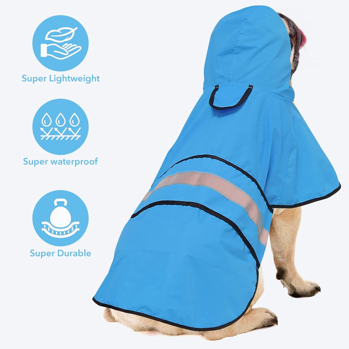 Reflective Dog Rain Coat - Waterproof Adjustable Pet Rain Jacket, Lightweight Dog Hooded Poncho Raincoat for Small to X- Large Dogs and Puppies (Pink, Large)