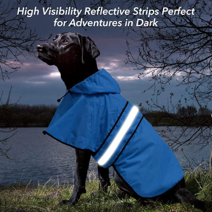 Reflective Dog Rain Coat - Waterproof Adjustable Pet Rain Jacket, Lightweight Dog Hooded Poncho Raincoat for Small to X- Large Dogs and Puppies (Pink, Large)