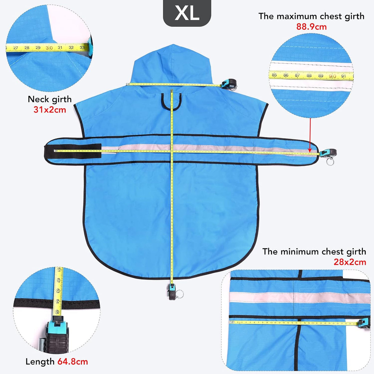 Reflective Dog Rain Coat - Waterproof Adjustable Pet Rain Jacket, Lightweight Dog Hooded Poncho Raincoat for Small to X- Large Dogs and Puppies (Pink, Large)