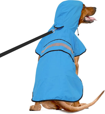 Reflective Dog Rain Coat - Waterproof Adjustable Pet Rain Jacket, Lightweight Dog Hooded Poncho Raincoat for Small to X- Large Dogs and Puppies (Pink, Large)