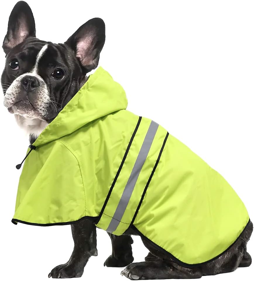 Reflective Dog Rain Coat - Waterproof Adjustable Pet Rain Jacket, Lightweight Dog Hooded Poncho Raincoat for Small to X- Large Dogs and Puppies (Pink, Large)