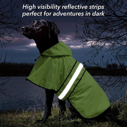 Reflective Dog Rain Coat - Waterproof Adjustable Pet Rain Jacket, Lightweight Dog Hooded Poncho Raincoat for Small to X- Large Dogs and Puppies (Pink, Large)
