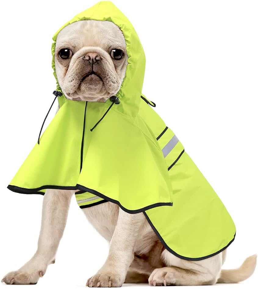 Reflective Dog Rain Coat - Waterproof Adjustable Pet Rain Jacket, Lightweight Dog Hooded Poncho Raincoat for Small to X- Large Dogs and Puppies (Pink, Large)