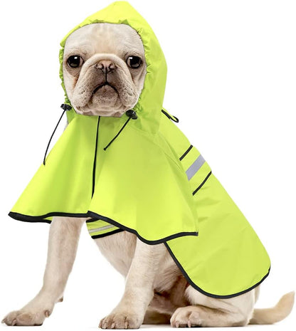 Reflective Dog Rain Coat - Waterproof Adjustable Pet Rain Jacket, Lightweight Dog Hooded Poncho Raincoat for Small to X- Large Dogs and Puppies (Pink, Large)