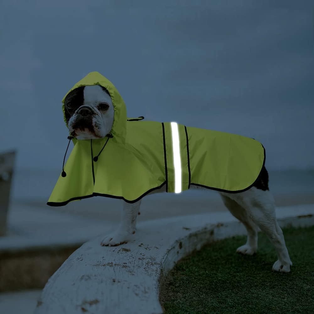 Reflective Dog Rain Coat - Waterproof Adjustable Pet Rain Jacket, Lightweight Dog Hooded Poncho Raincoat for Small to X- Large Dogs and Puppies (Pink, Large)