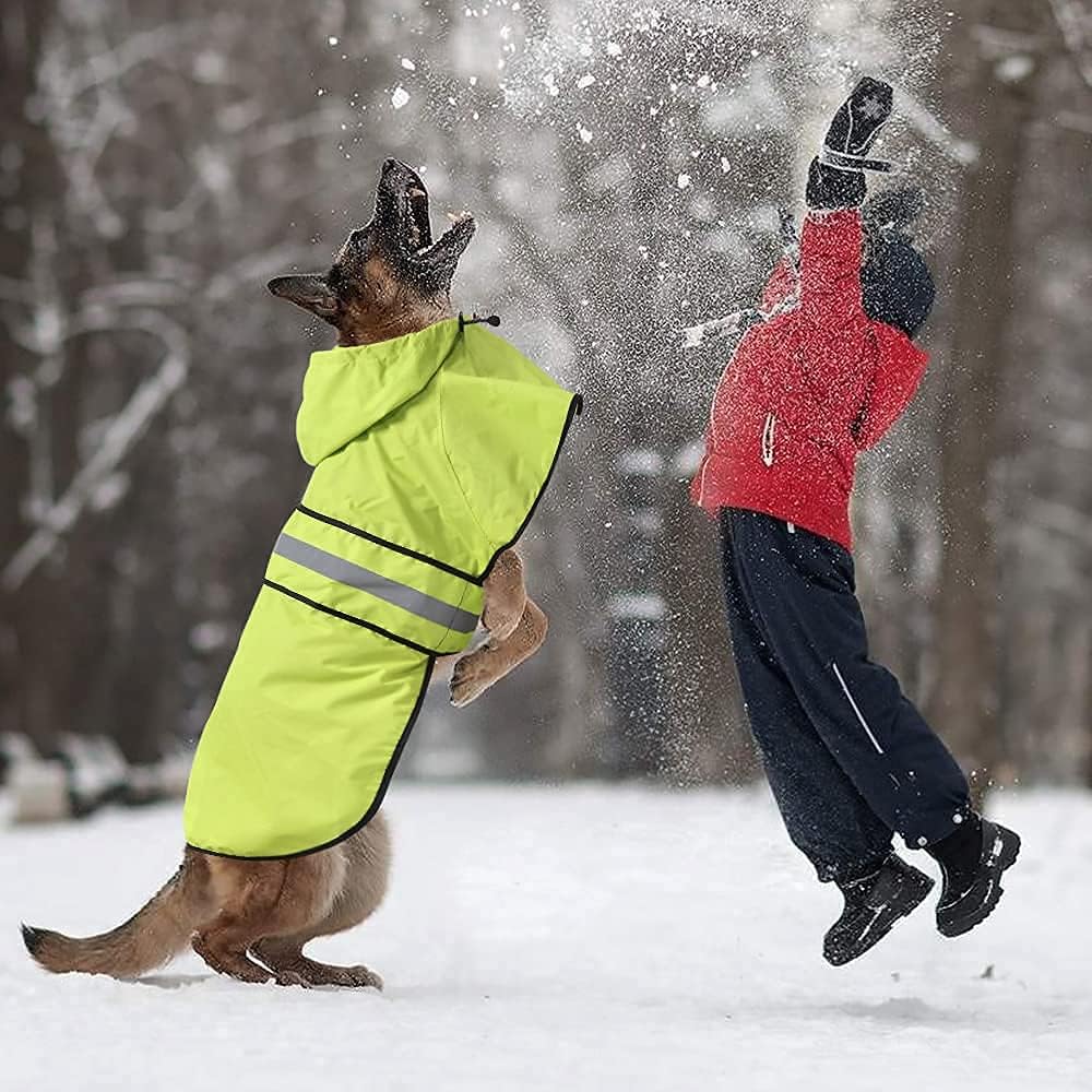 Reflective Dog Rain Coat - Waterproof Adjustable Pet Rain Jacket, Lightweight Dog Hooded Poncho Raincoat for Small to X- Large Dogs and Puppies (Pink, Large)