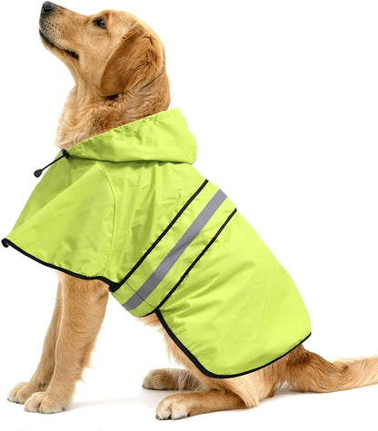 Reflective Dog Rain Coat - Waterproof Adjustable Pet Rain Jacket, Lightweight Dog Hooded Poncho Raincoat for Small to X- Large Dogs and Puppies (Pink, Large)