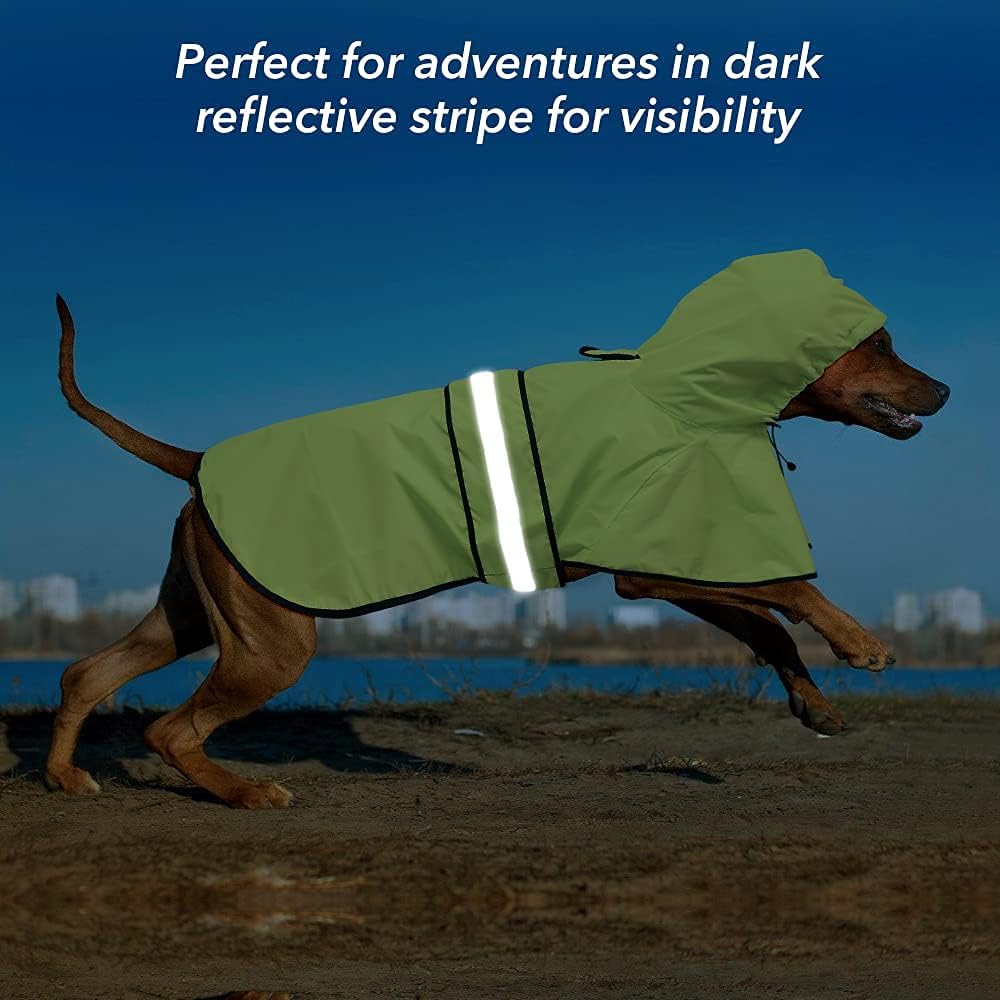 Reflective Dog Rain Coat - Waterproof Adjustable Pet Rain Jacket, Lightweight Dog Hooded Poncho Raincoat for Small to X- Large Dogs and Puppies (Pink, Large)
