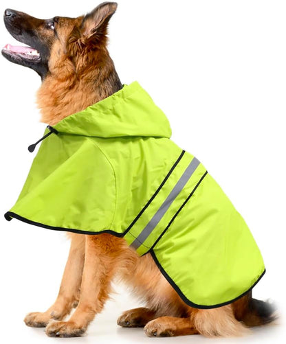 Reflective Dog Rain Coat - Waterproof Adjustable Pet Rain Jacket, Lightweight Dog Hooded Poncho Raincoat for Small to X- Large Dogs and Puppies (Pink, Large)