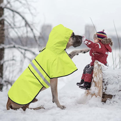 Reflective Dog Rain Coat - Waterproof Adjustable Pet Rain Jacket, Lightweight Dog Hooded Poncho Raincoat for Small to X- Large Dogs and Puppies (Pink, Large)