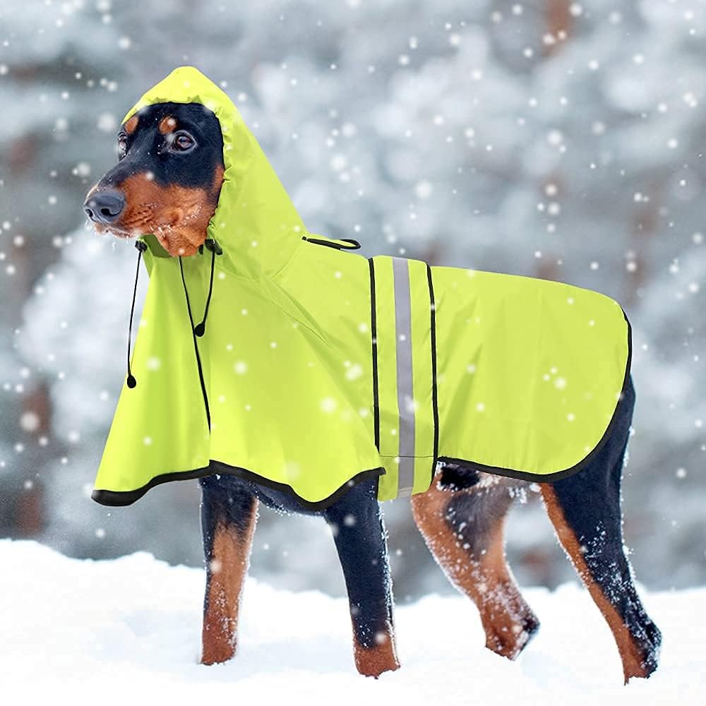 Reflective Dog Rain Coat - Waterproof Adjustable Pet Rain Jacket, Lightweight Dog Hooded Poncho Raincoat for Small to X- Large Dogs and Puppies (Pink, Large)