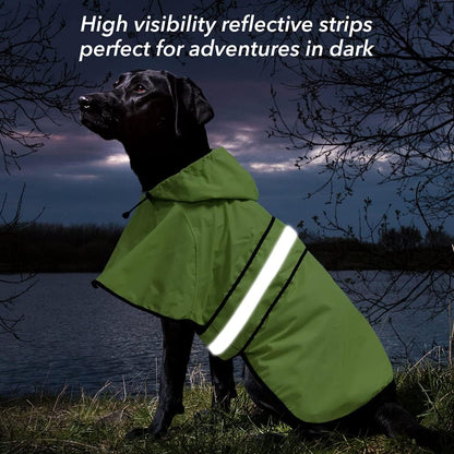 Reflective Dog Rain Coat - Waterproof Adjustable Pet Rain Jacket, Lightweight Dog Hooded Poncho Raincoat for Small to X- Large Dogs and Puppies (Pink, Large)