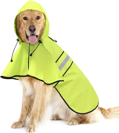 Reflective Dog Rain Coat - Waterproof Adjustable Pet Rain Jacket, Lightweight Dog Hooded Poncho Raincoat for Small to X- Large Dogs and Puppies (Pink, Large)