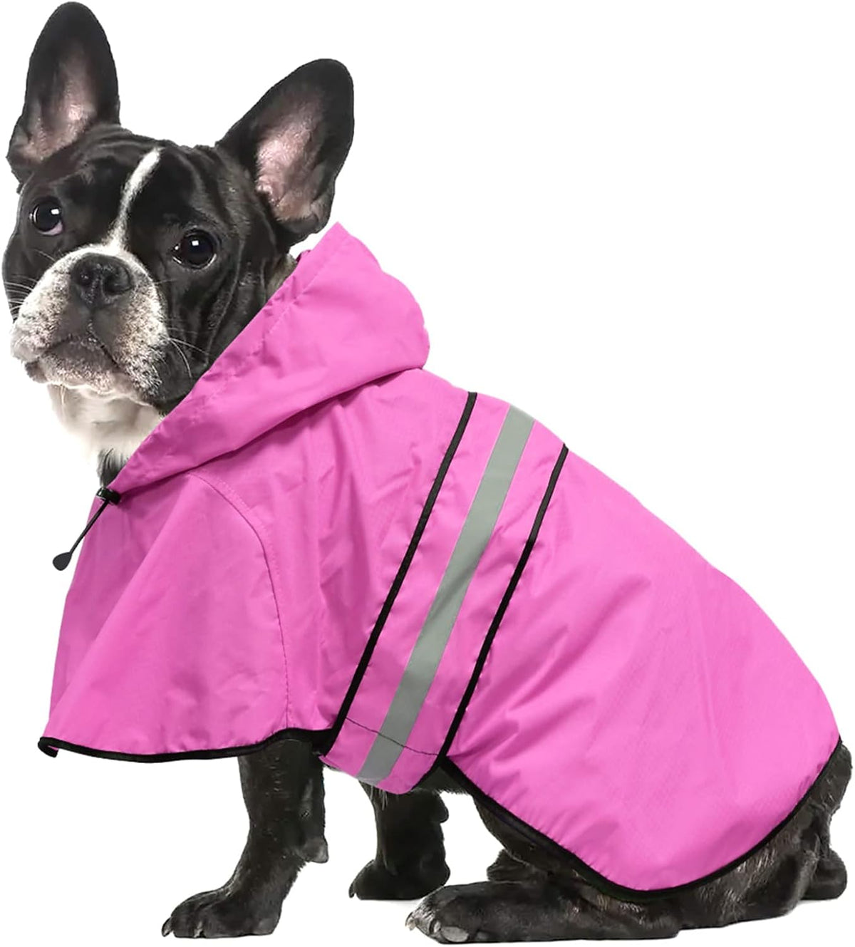 Reflective Dog Rain Coat - Waterproof Adjustable Pet Rain Jacket, Lightweight Dog Hooded Poncho Raincoat for Small to X- Large Dogs and Puppies (Pink, Large)