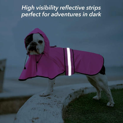 Reflective Dog Rain Coat - Waterproof Adjustable Pet Rain Jacket, Lightweight Dog Hooded Poncho Raincoat for Small to X- Large Dogs and Puppies (Pink, Large)