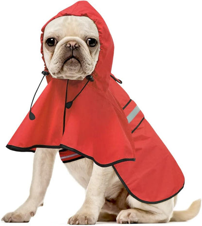 Reflective Dog Rain Coat - Waterproof Adjustable Pet Rain Jacket, Lightweight Dog Hooded Poncho Raincoat for Small to X- Large Dogs and Puppies (Pink, Large)
