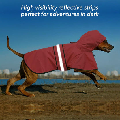 Reflective Dog Rain Coat - Waterproof Adjustable Pet Rain Jacket, Lightweight Dog Hooded Poncho Raincoat for Small to X- Large Dogs and Puppies (Pink, Large)