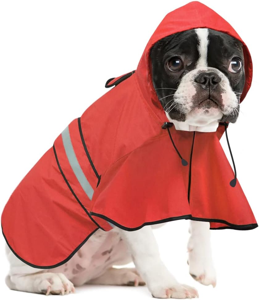 Reflective Dog Rain Coat - Waterproof Adjustable Pet Rain Jacket, Lightweight Dog Hooded Poncho Raincoat for Small to X- Large Dogs and Puppies (Pink, Large)