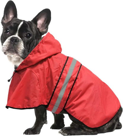 Reflective Dog Rain Coat - Waterproof Adjustable Pet Rain Jacket, Lightweight Dog Hooded Poncho Raincoat for Small to X- Large Dogs and Puppies (Pink, Large)
