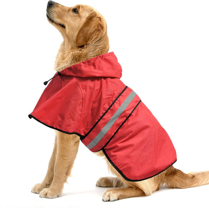 Reflective Dog Rain Coat - Waterproof Adjustable Pet Rain Jacket, Lightweight Dog Hooded Poncho Raincoat for Small to X- Large Dogs and Puppies (Pink, Large)