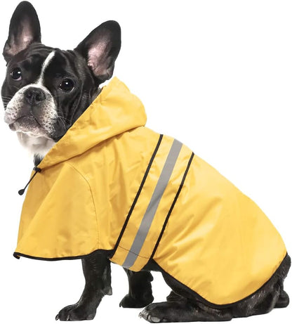 Reflective Dog Rain Coat - Waterproof Adjustable Pet Rain Jacket, Lightweight Dog Hooded Poncho Raincoat for Small to X- Large Dogs and Puppies (Pink, Large)