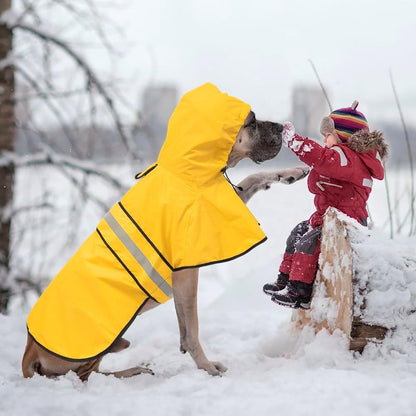 Reflective Dog Rain Coat - Waterproof Adjustable Pet Rain Jacket, Lightweight Dog Hooded Poncho Raincoat for Small to X- Large Dogs and Puppies (Pink, Large)