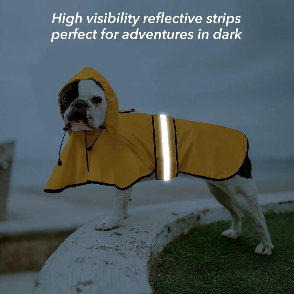Reflective Dog Rain Coat - Waterproof Adjustable Pet Rain Jacket, Lightweight Dog Hooded Poncho Raincoat for Small to X- Large Dogs and Puppies (Pink, Large)