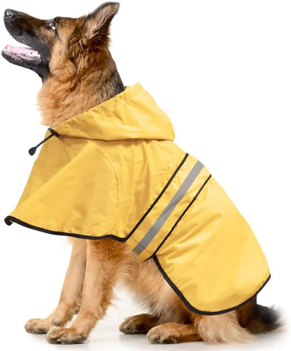 Reflective Dog Rain Coat - Waterproof Adjustable Pet Rain Jacket, Lightweight Dog Hooded Poncho Raincoat for Small to X- Large Dogs and Puppies (Pink, Large)