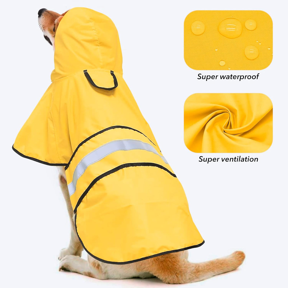 Reflective Dog Rain Coat - Waterproof Adjustable Pet Rain Jacket, Lightweight Dog Hooded Poncho Raincoat for Small to X- Large Dogs and Puppies (Pink, Large)