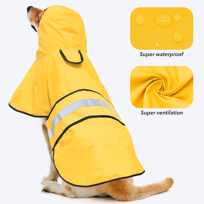Reflective Dog Rain Coat - Waterproof Adjustable Pet Rain Jacket, Lightweight Dog Hooded Poncho Raincoat for Small to X- Large Dogs and Puppies (Pink, Large)