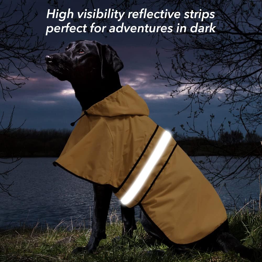 Reflective Dog Rain Coat - Waterproof Adjustable Pet Rain Jacket, Lightweight Dog Hooded Poncho Raincoat for Small to X- Large Dogs and Puppies (Pink, Large)