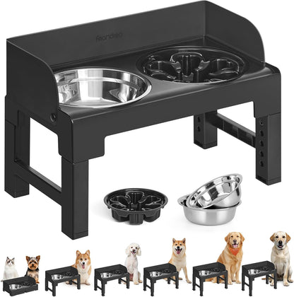 Feandrea Dog Bowls Elevated, Adjustable Height, Tilted Design