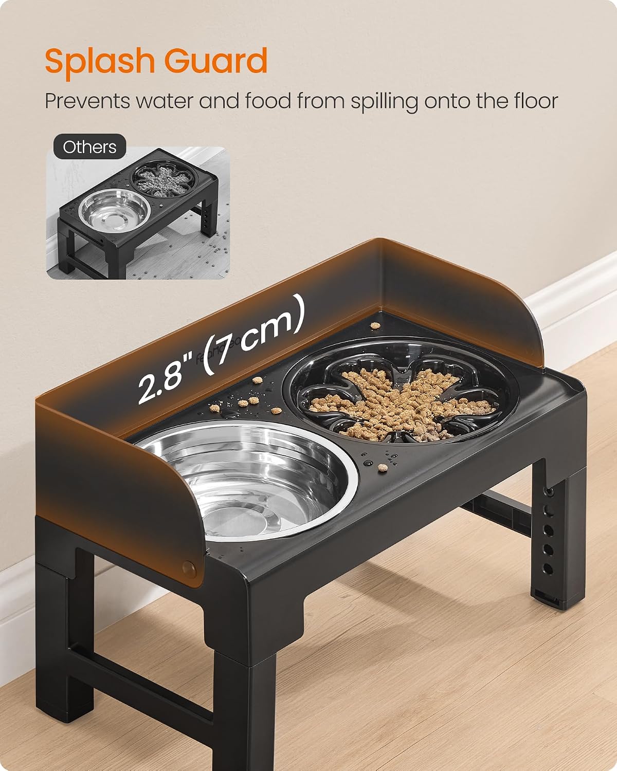Feandrea Dog Bowls Elevated, Adjustable Height, Tilted Design