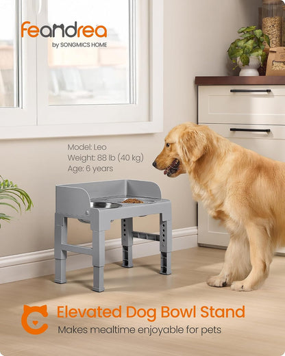 Feandrea Dog Bowls Elevated, Adjustable Height, Tilted Design
