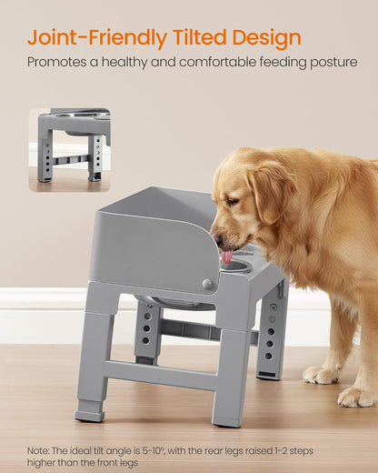 Feandrea Dog Bowls Elevated, Adjustable Height, Tilted Design