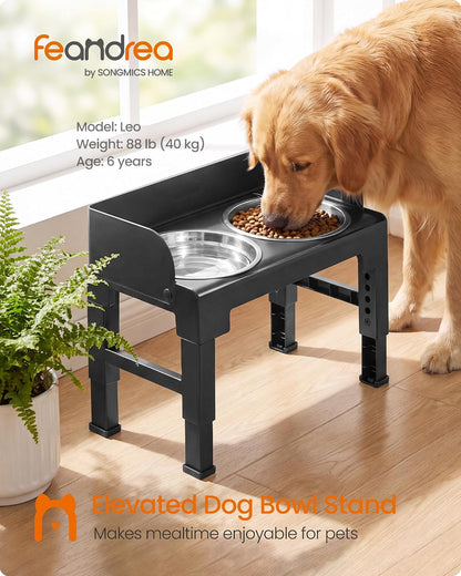 Feandrea Dog Bowls Elevated, Adjustable Height, Tilted Design