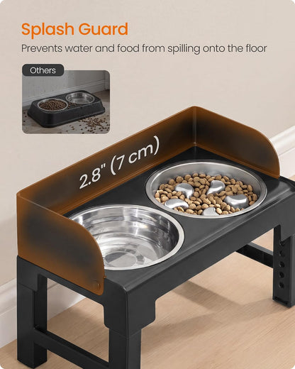 Feandrea Dog Bowls Elevated, Adjustable Height, Tilted Design