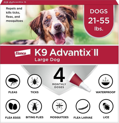 II Large Dog Vet-Recommended Flea, Tick & Mosquito Treatment & Prevention | Dogs 21-55 lbs. | 2-Mo Supply (Packaging may vary)