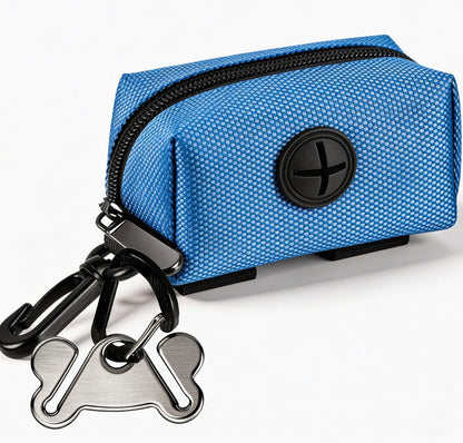 Dog Waste Bag Dispenser Pet Poop Bags Holder for Doggie Waste Bags Dispensers Soft Fabric Zipper Small Doggy Puppy Pouch for Leash Accessory Attachment with Carrier,Black