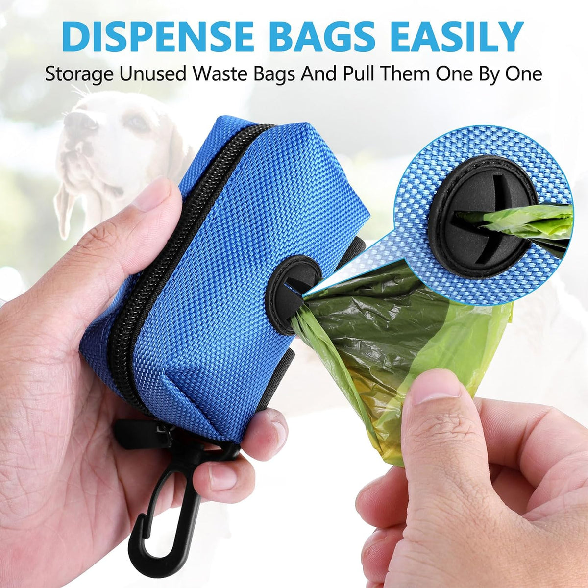 Dog Waste Bag Dispenser Pet Poop Bags Holder for Doggie Waste Bags Dispensers Soft Fabric Zipper Small Doggy Puppy Pouch for Leash Accessory Attachment with Carrier,Black