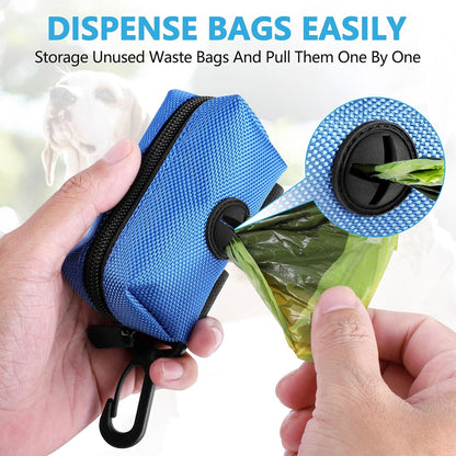 Dog Waste Bag Dispenser Pet Poop Bags Holder for Doggie Waste Bags Dispensers Soft Fabric Zipper Small Doggy Puppy Pouch for Leash Accessory Attachment with Carrier,Black