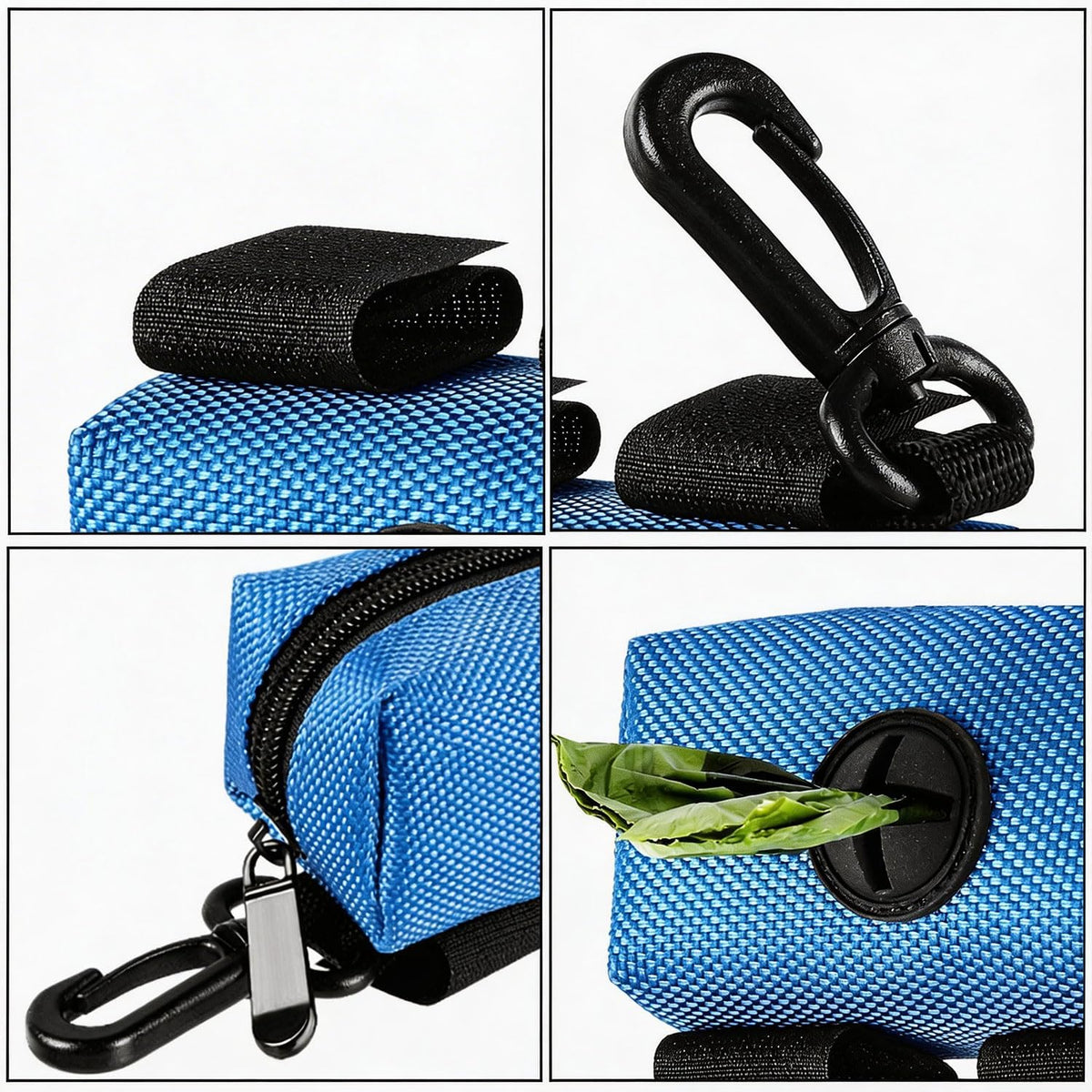 Dog Waste Bag Dispenser Pet Poop Bags Holder for Doggie Waste Bags Dispensers Soft Fabric Zipper Small Doggy Puppy Pouch for Leash Accessory Attachment with Carrier,Black