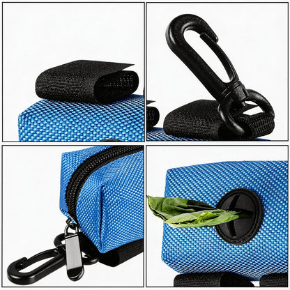 Dog Waste Bag Dispenser Pet Poop Bags Holder for Doggie Waste Bags Dispensers Soft Fabric Zipper Small Doggy Puppy Pouch for Leash Accessory Attachment with Carrier,Black
