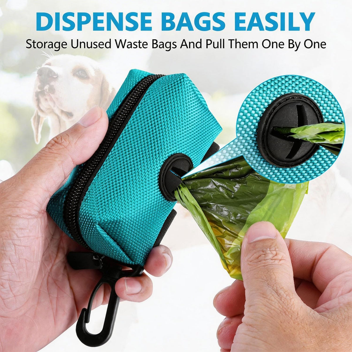 Dog Waste Bag Dispenser Pet Poop Bags Holder for Doggie Waste Bags Dispensers Soft Fabric Zipper Small Doggy Puppy Pouch for Leash Accessory Attachment with Carrier,Black