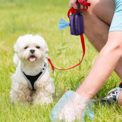 Dog Waste Bag Dispenser Pet Poop Bags Holder for Doggie Waste Bags Dispensers Soft Fabric Zipper Small Doggy Puppy Pouch for Leash Accessory Attachment with Carrier,Black