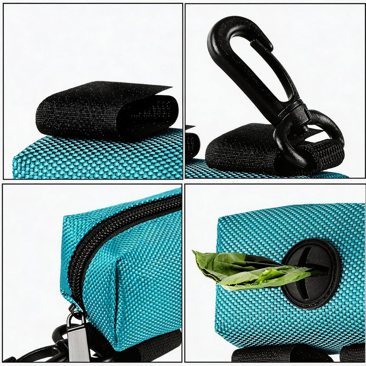 Dog Waste Bag Dispenser Pet Poop Bags Holder for Doggie Waste Bags Dispensers Soft Fabric Zipper Small Doggy Puppy Pouch for Leash Accessory Attachment with Carrier,Black