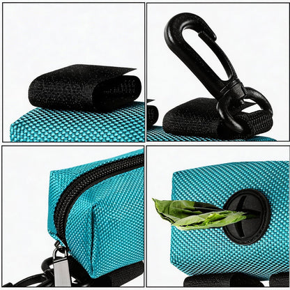 Dog Waste Bag Dispenser Pet Poop Bags Holder for Doggie Waste Bags Dispensers Soft Fabric Zipper Small Doggy Puppy Pouch for Leash Accessory Attachment with Carrier,Black