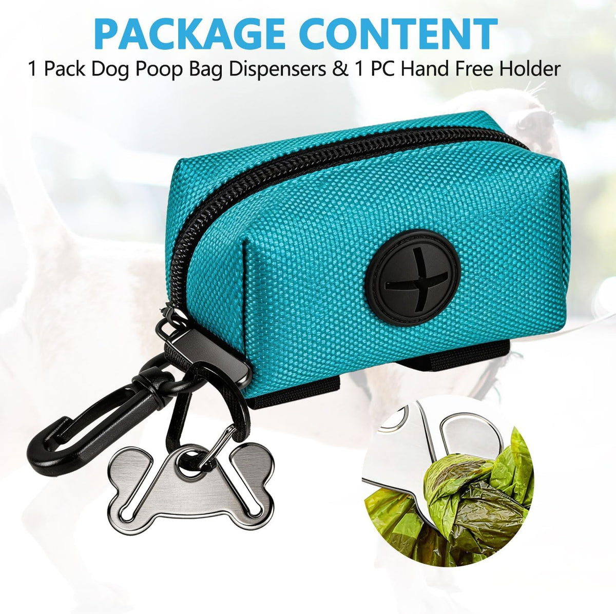 Dog Waste Bag Dispenser Pet Poop Bags Holder for Doggie Waste Bags Dispensers Soft Fabric Zipper Small Doggy Puppy Pouch for Leash Accessory Attachment with Carrier,Black