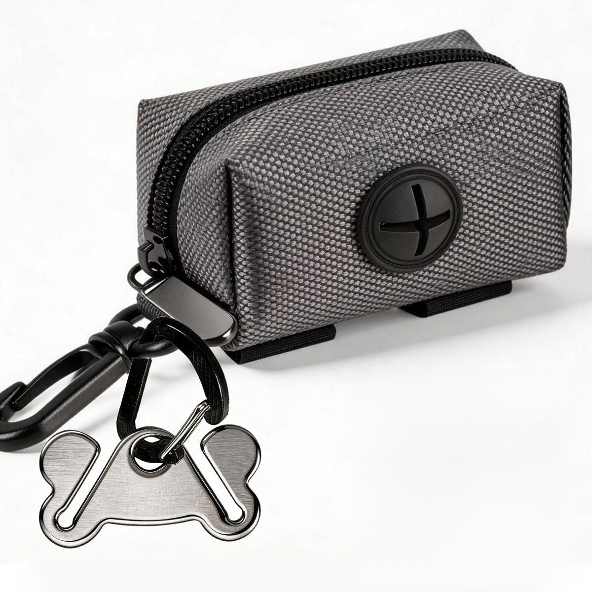 Dog Waste Bag Dispenser Pet Poop Bags Holder for Doggie Waste Bags Dispensers Soft Fabric Zipper Small Doggy Puppy Pouch for Leash Accessory Attachment with Carrier,Black
